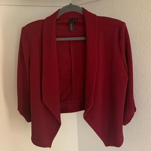 Red asymmetrical blazer
